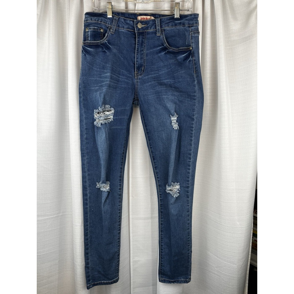Judy Blue Jeans Women's Distressed SZ 15 33" Waist Skinny Fit High Rise Stretch